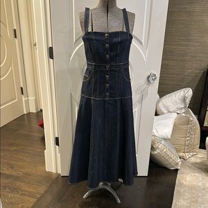 Cinq a Sept denimButton-Front Midi Dress. Optional straps.
